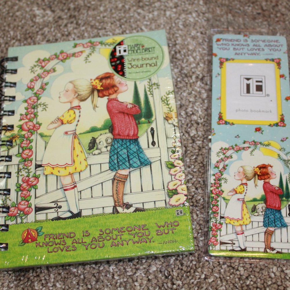 Mary Engelbreit Wire Bound Journal Photo Boomark Set A Friend is Someone FLAW